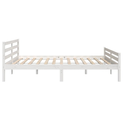 Bedframe Massief Hout 200 x 200 cm Wit
