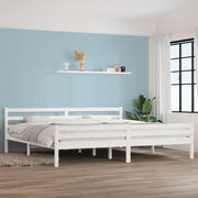 Bedframe massief grenenhout wit 200x200 cm