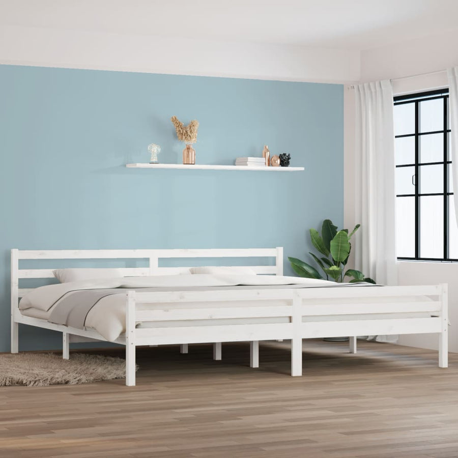 Bedframe Massief Hout 200 x 200 cm Wit