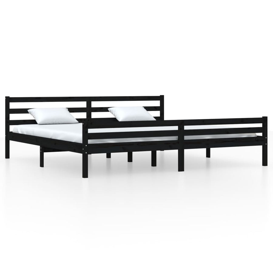 Bedframe Massief Hout 200 x 200 cm Zwart