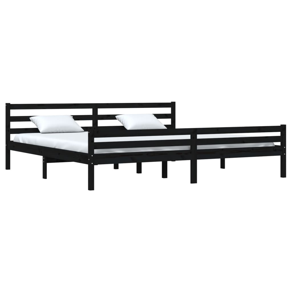 Bedframe Massief Hout 200 x 200 cm Zwart