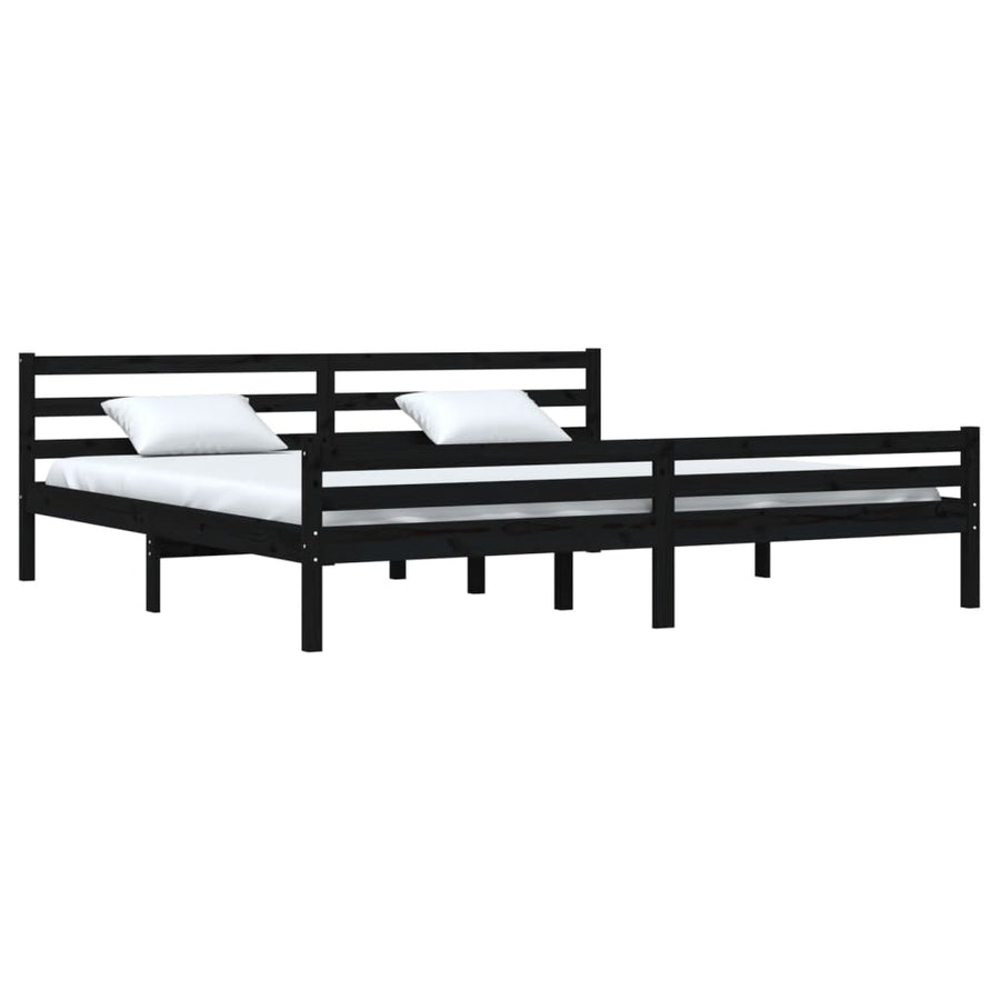 Bedframe Massief Hout 200 x 200 cm Zwart
