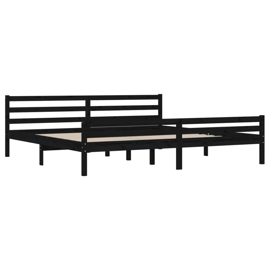 Bedframe Massief Hout 200 x 200 cm Zwart