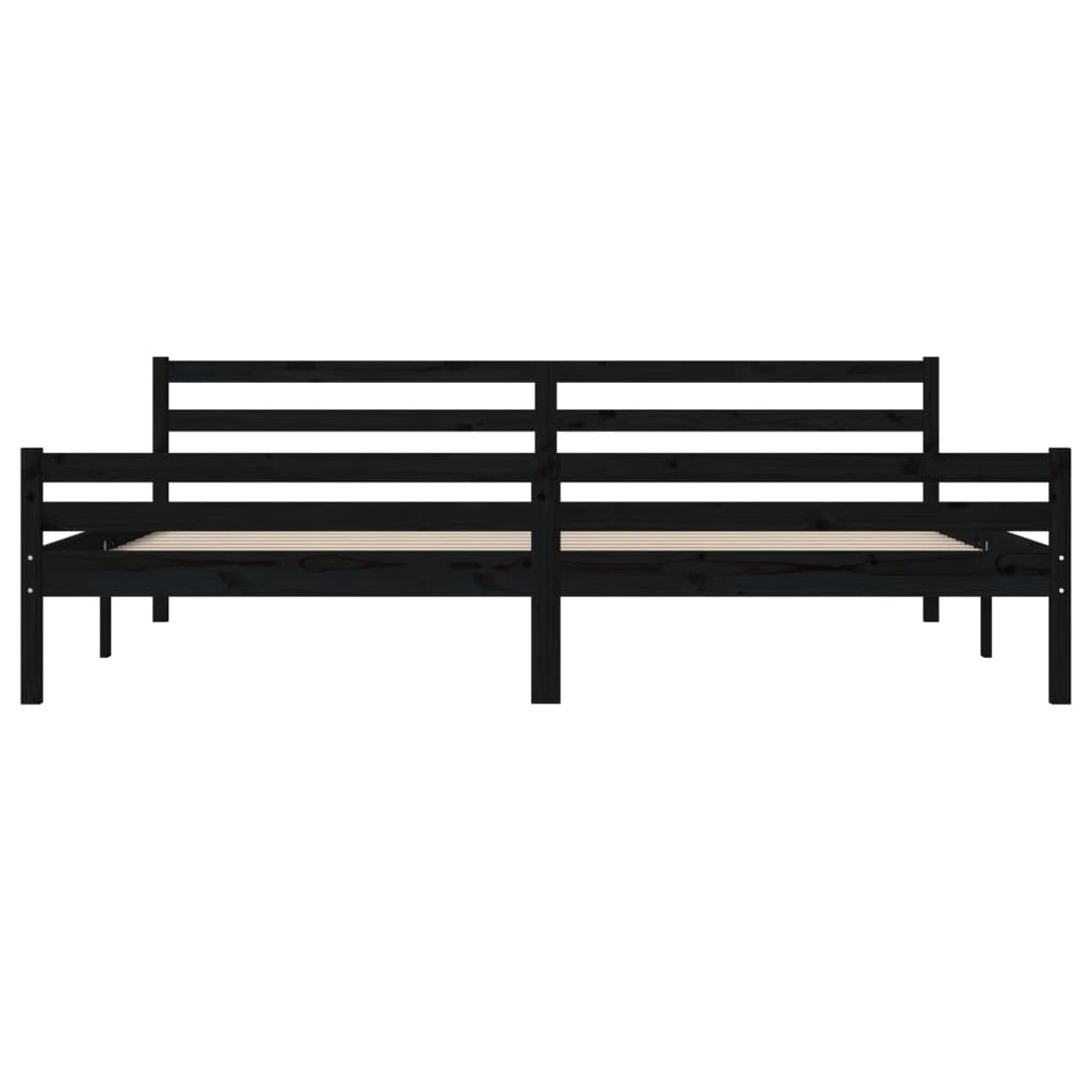Bedframe Massief Hout 200 x 200 cm Zwart