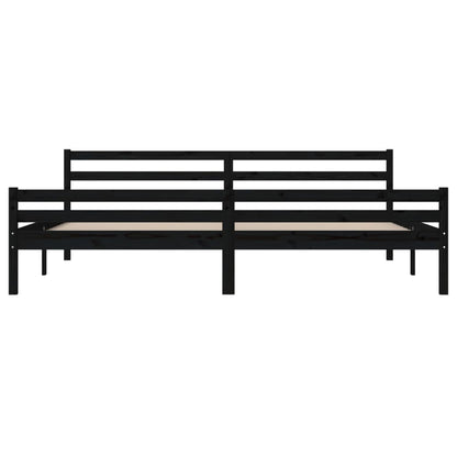 Bedframe Massief Hout 200 x 200 cm Zwart