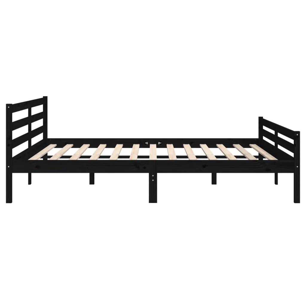 Bedframe Massief Hout 200 x 200 cm Zwart