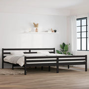 Bedframe massief grenenhout zwart 200x200 cm