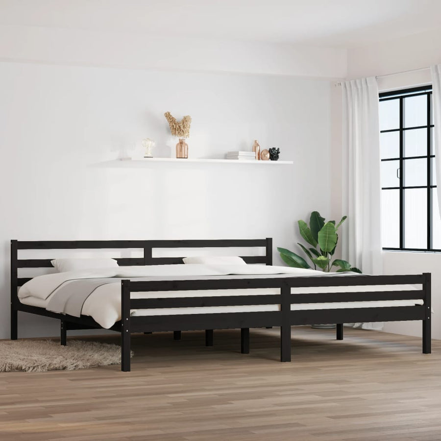 Bedframe Massief Hout 200 x 200 cm Zwart