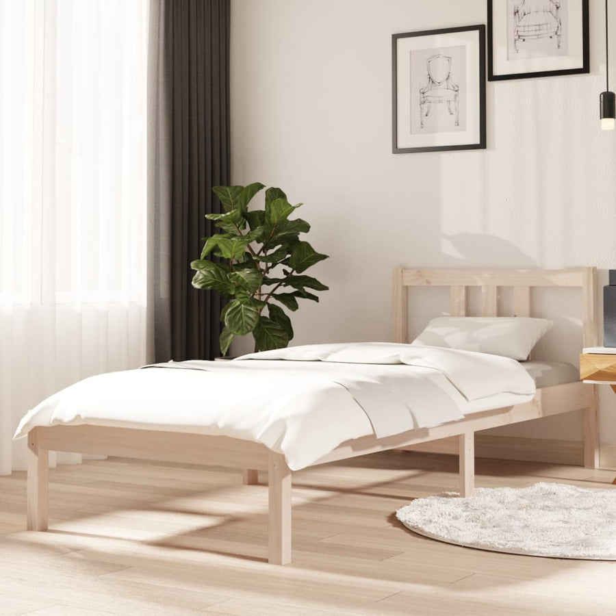 Bedframe massief hout 75x190 cm 75 x 190 cm Naturel