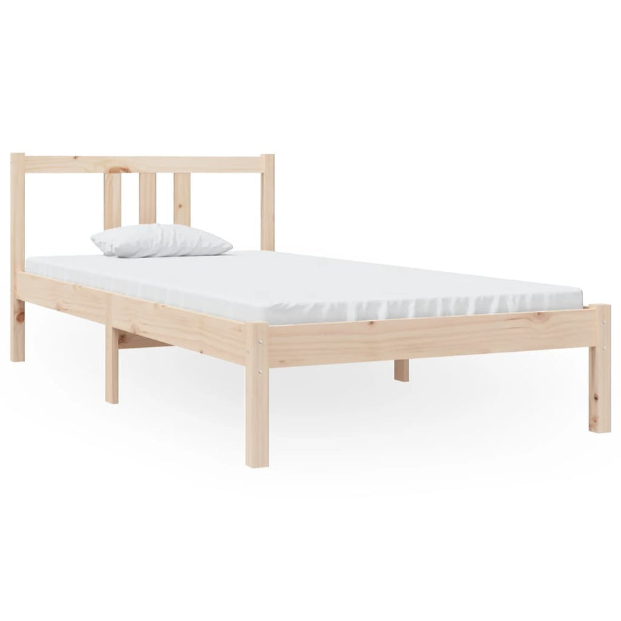 Bedframe Massief Hout 90X190 Cm Single 90 x 190 cm Naturel