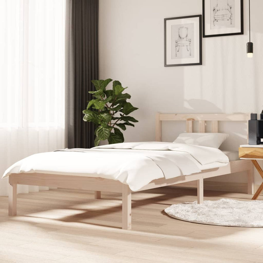 Bedframe Massief Hout 90X190 Cm Single 90 x 190 cm Naturel