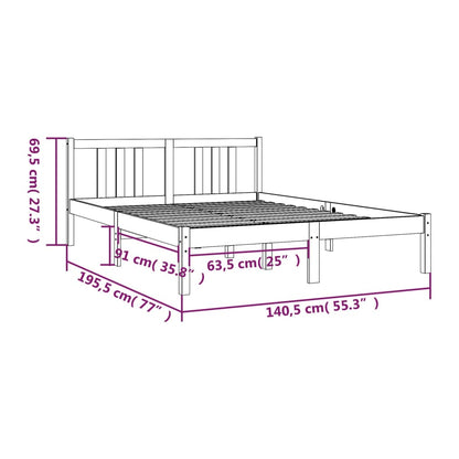 Bedframe Massief Hout 135X190 Cm Double