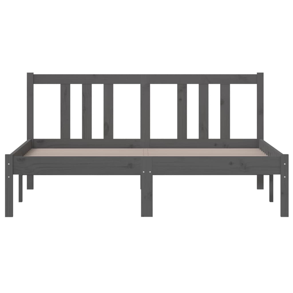 Bedframe Massief Hout Grijs 135X190 Cm 4Ft6 Double