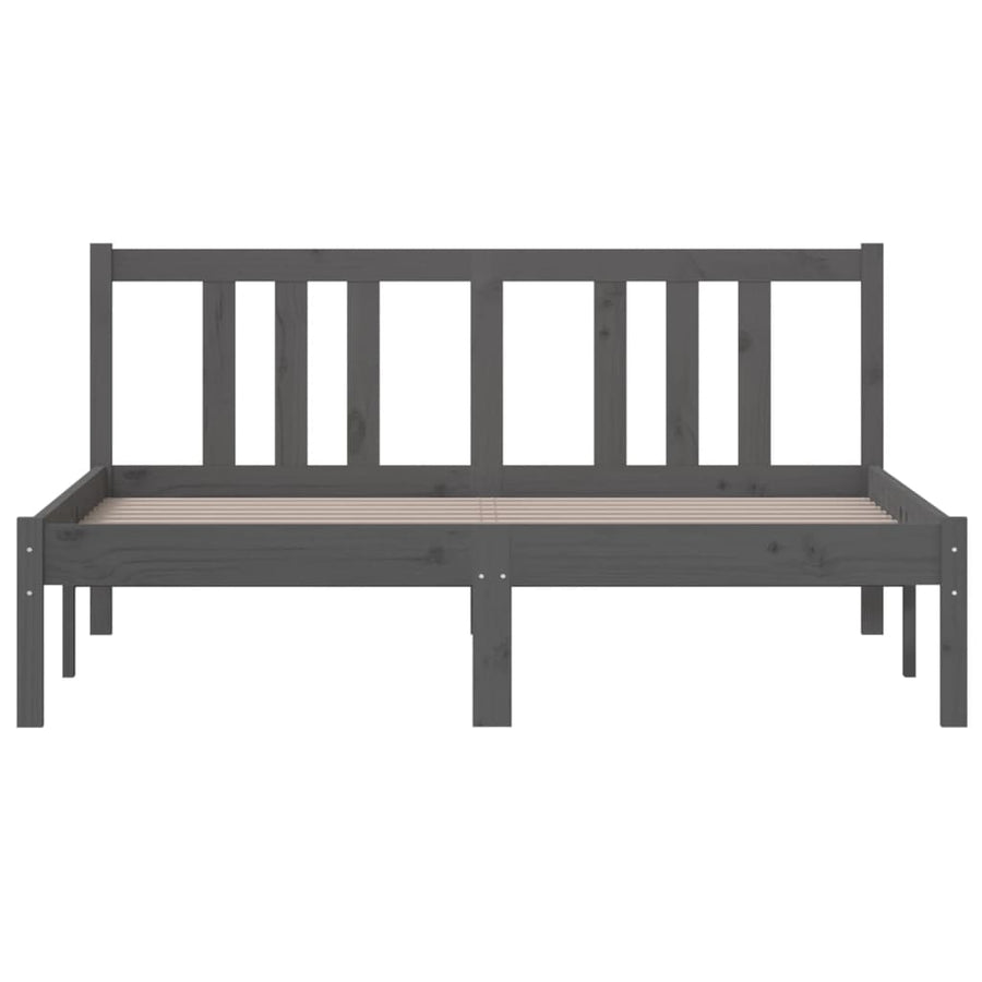 Bedframe Massief Hout Grijs 135X190 Cm 4Ft6 Double