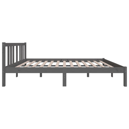 Bedframe Massief Hout Grijs 135X190 Cm 4Ft6 Double