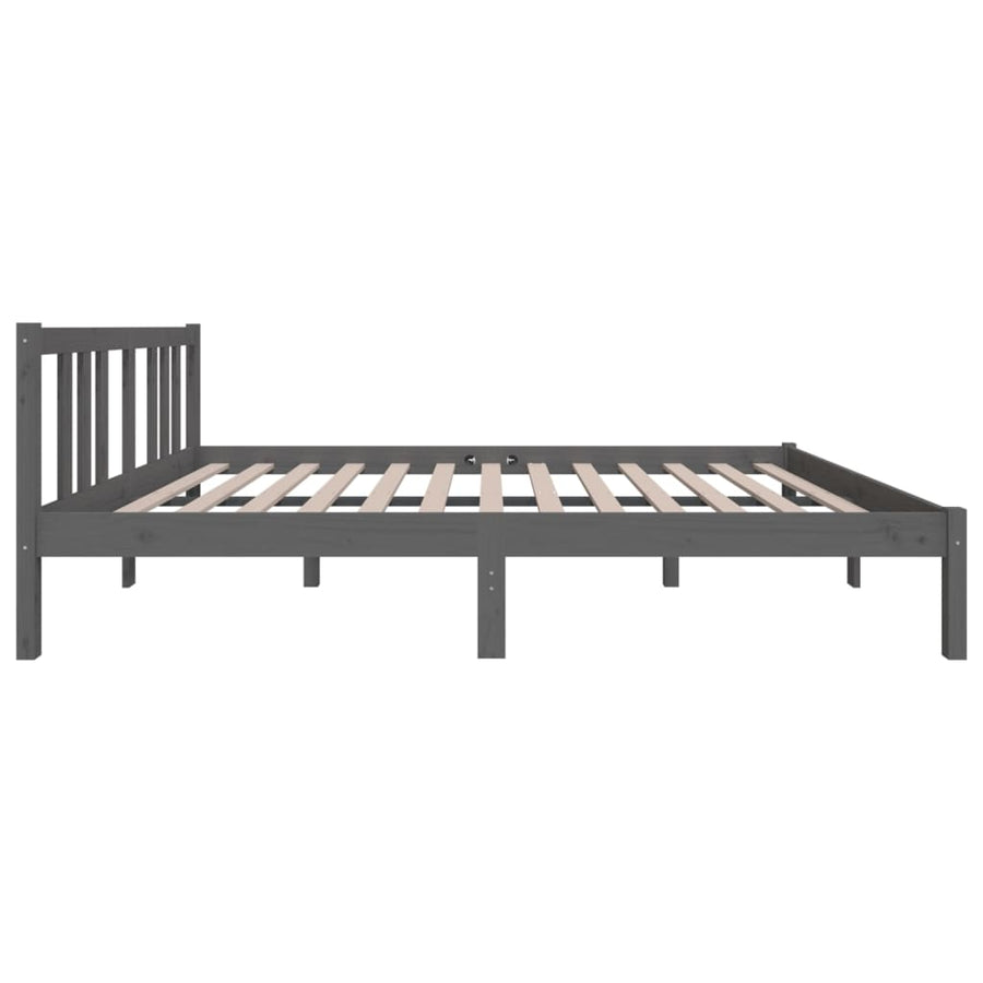 Bedframe Massief Hout Grijs 135X190 Cm 4Ft6 Double