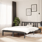Bedframe massief grenenhout grijs 135x190 cm