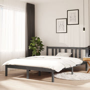 Bedframe massief grenenhout grijs 135x190 cm