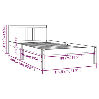 Bedframe Massief Hout Honingbruin 100X200 Cm
