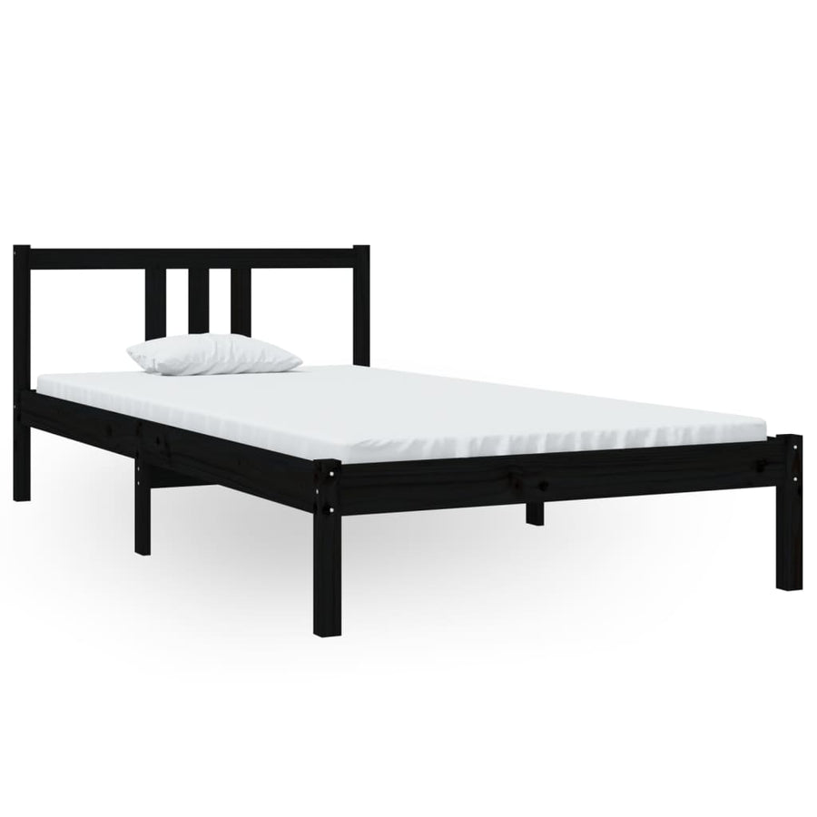 Bedframe Massief Hout Zwart 100X200 Cm