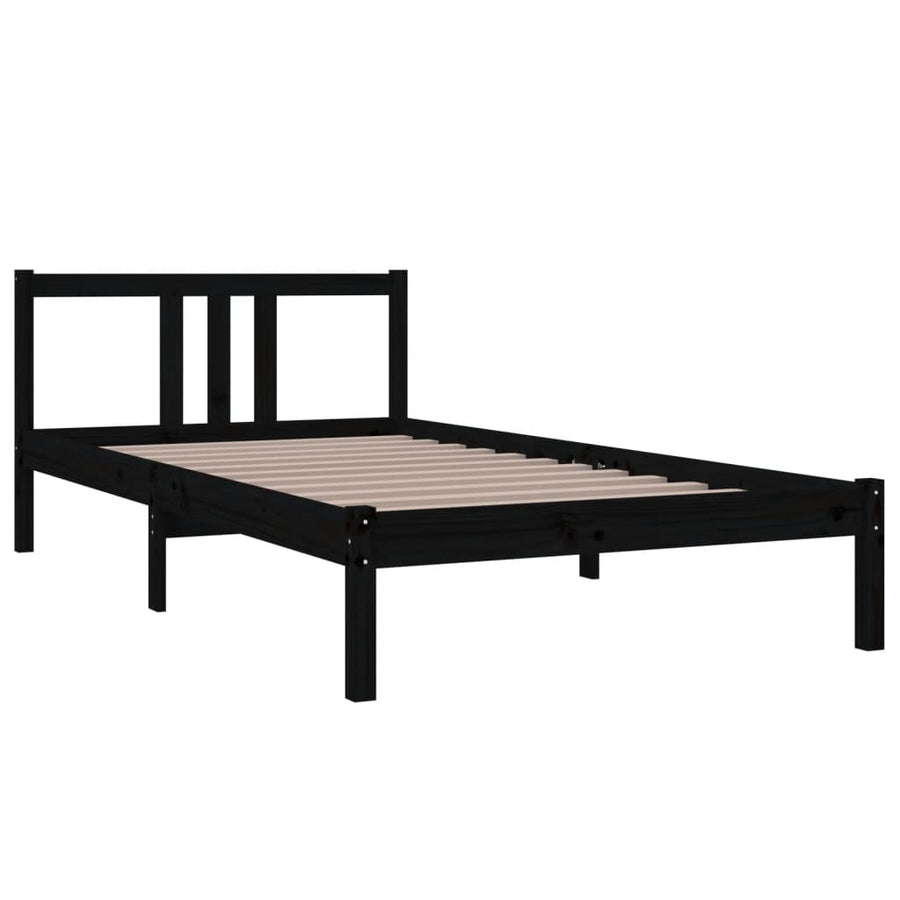 Bedframe Massief Hout Zwart 100X200 Cm