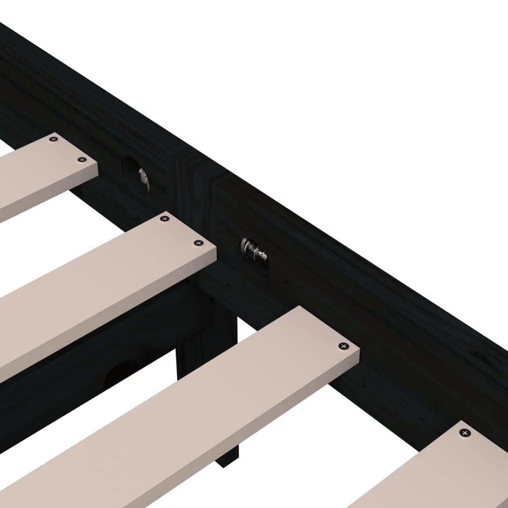 Bedframe Massief Hout Zwart 100X200 Cm