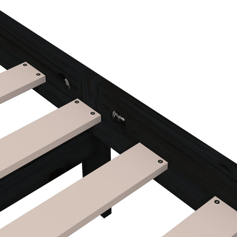 Bedframe Massief Hout Zwart 100X200 Cm