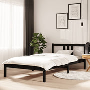Bedframe massief grenenhout zwart 100x200 cm