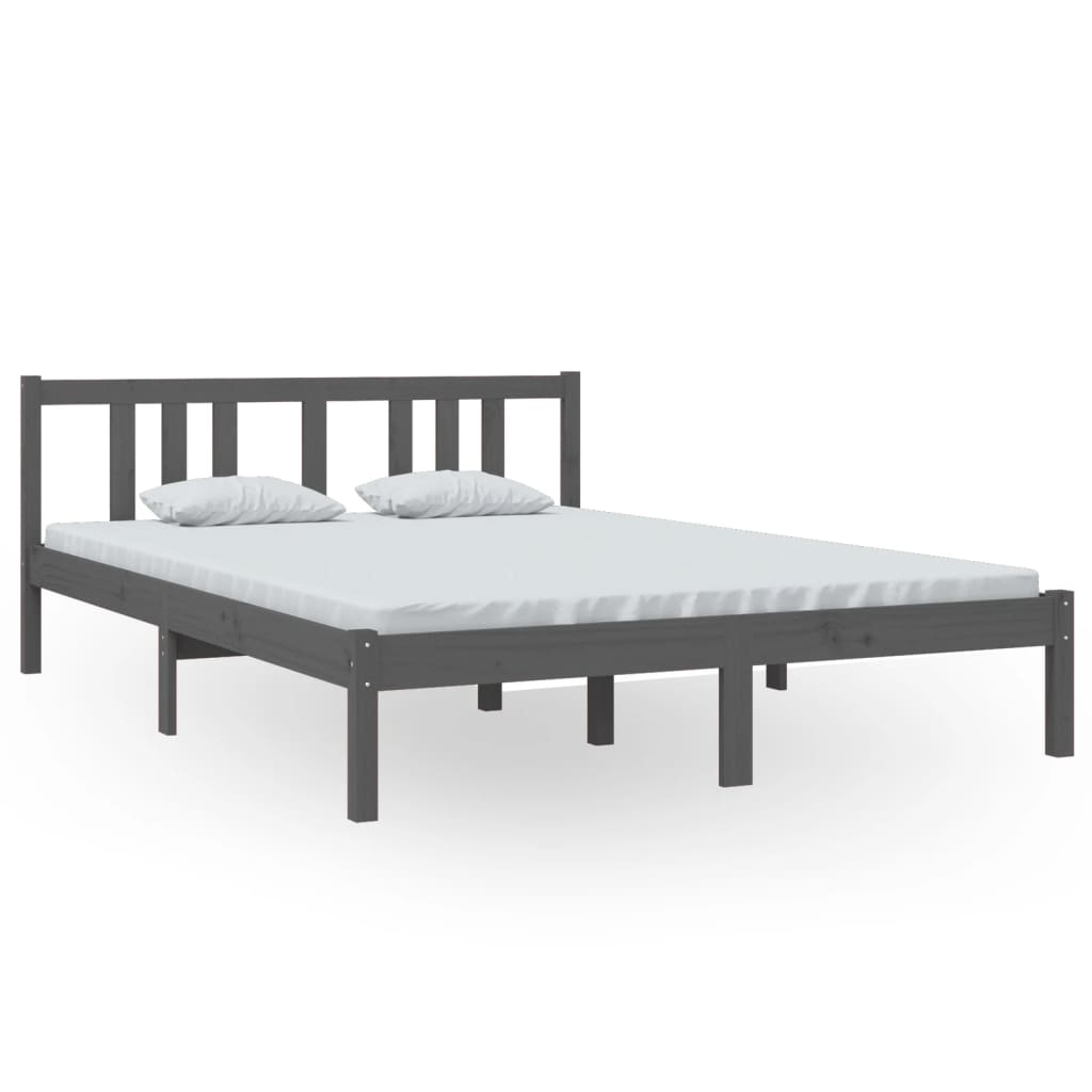 Bedframe Massief Hout Grijs 140X200 Cm