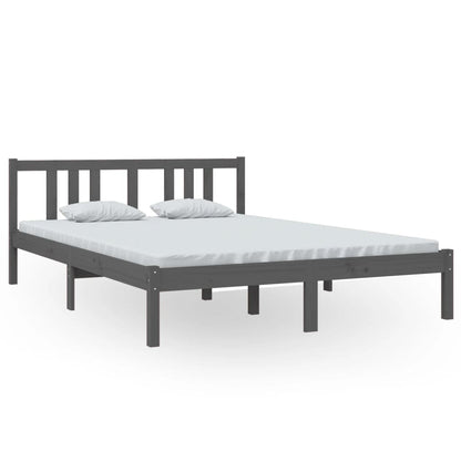 Bedframe Massief Hout Grijs 140X200 Cm