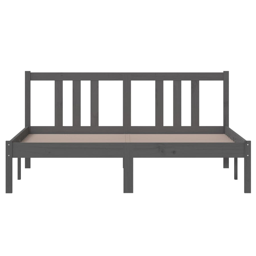 Bedframe Massief Hout Grijs 140X200 Cm