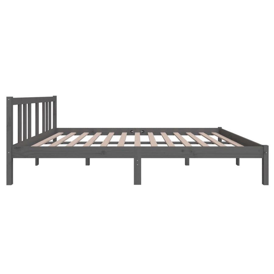 Bedframe Massief Hout Grijs 140X200 Cm
