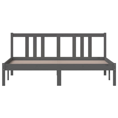 Bedframe Massief Hout Grijs 150X200 Cm 5Ft King Size