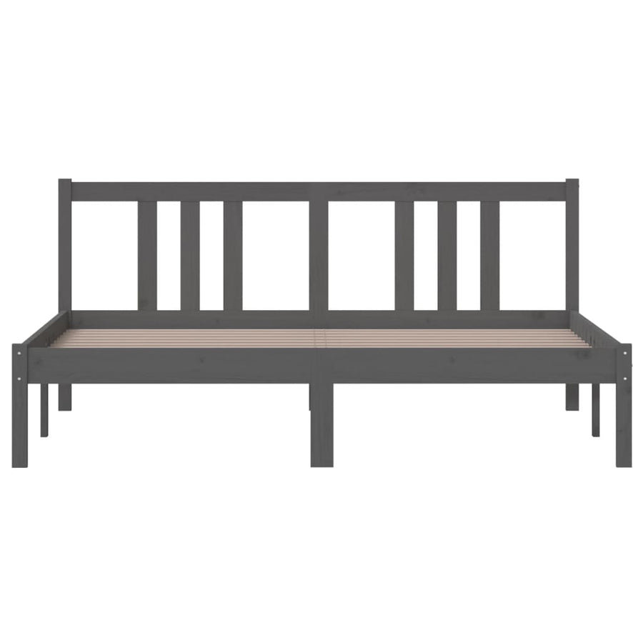 Bedframe Massief Hout Grijs 150X200 Cm 5Ft King Size