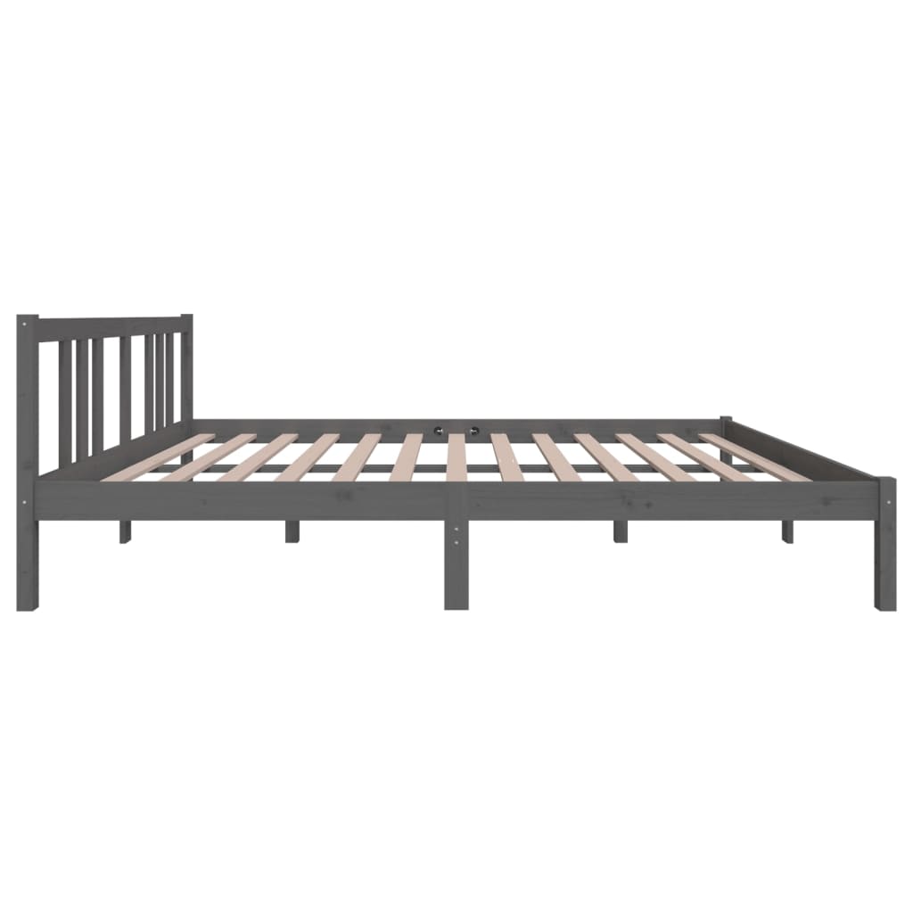Bedframe Massief Hout Grijs 150X200 Cm 5Ft King Size