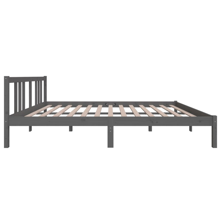 Bedframe Massief Hout Grijs 150X200 Cm 5Ft King Size