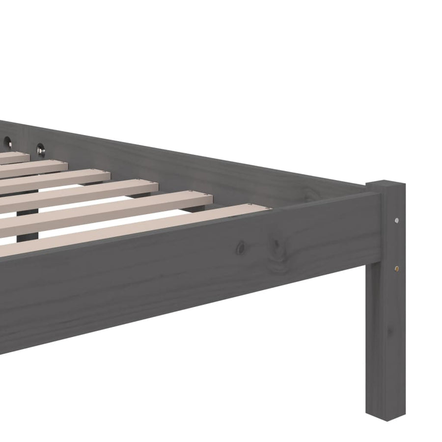 Bedframe Massief Hout Grijs 150X200 Cm 5Ft King Size