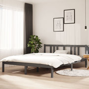 Bedframe massief grenenhout grijs 150x200 cm