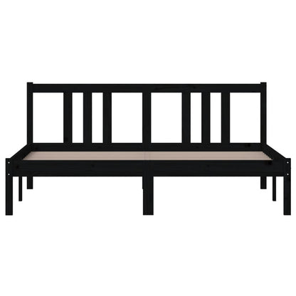 Bedframe Massief Hout Zwart 150X200 Cm 5Ft King Size