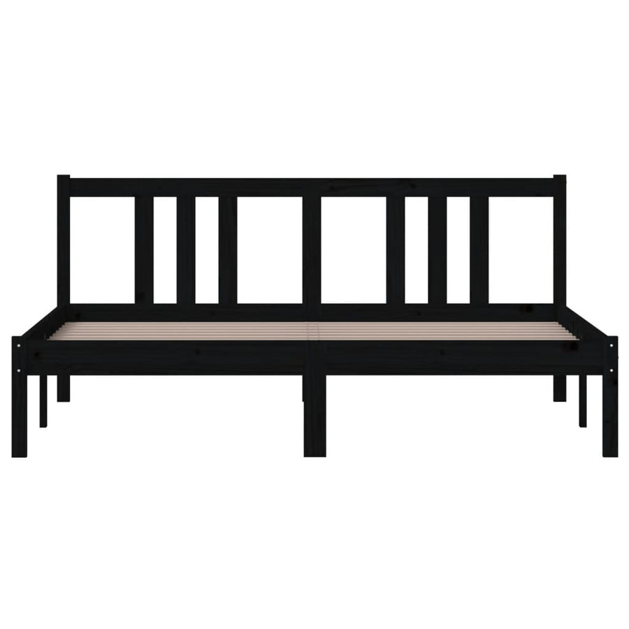 Bedframe Massief Hout Zwart 150X200 Cm 5Ft King Size