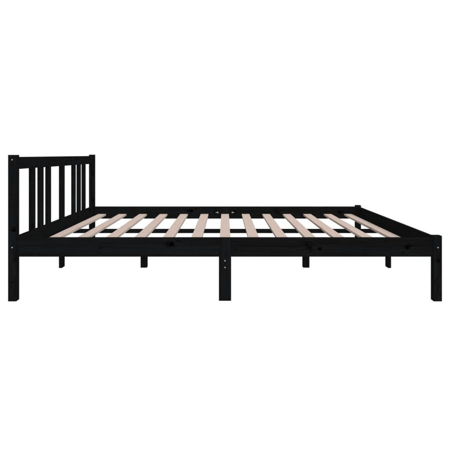 Bedframe Massief Hout Zwart 150X200 Cm 5Ft King Size