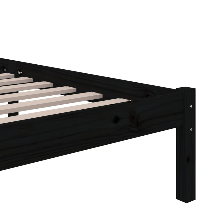 Bedframe Massief Hout Zwart 150X200 Cm 5Ft King Size