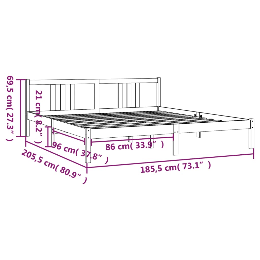 Bedframe Massief Hout 180X200 Cm Super King Size 180 x 200 cm Naturel