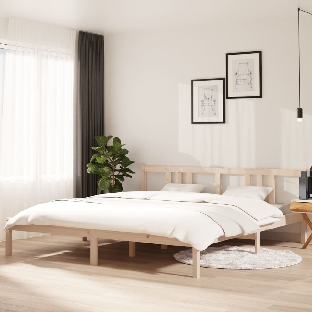 Bedframe Massief Hout 180X200 Cm Super King Size 180 x 200 cm Naturel