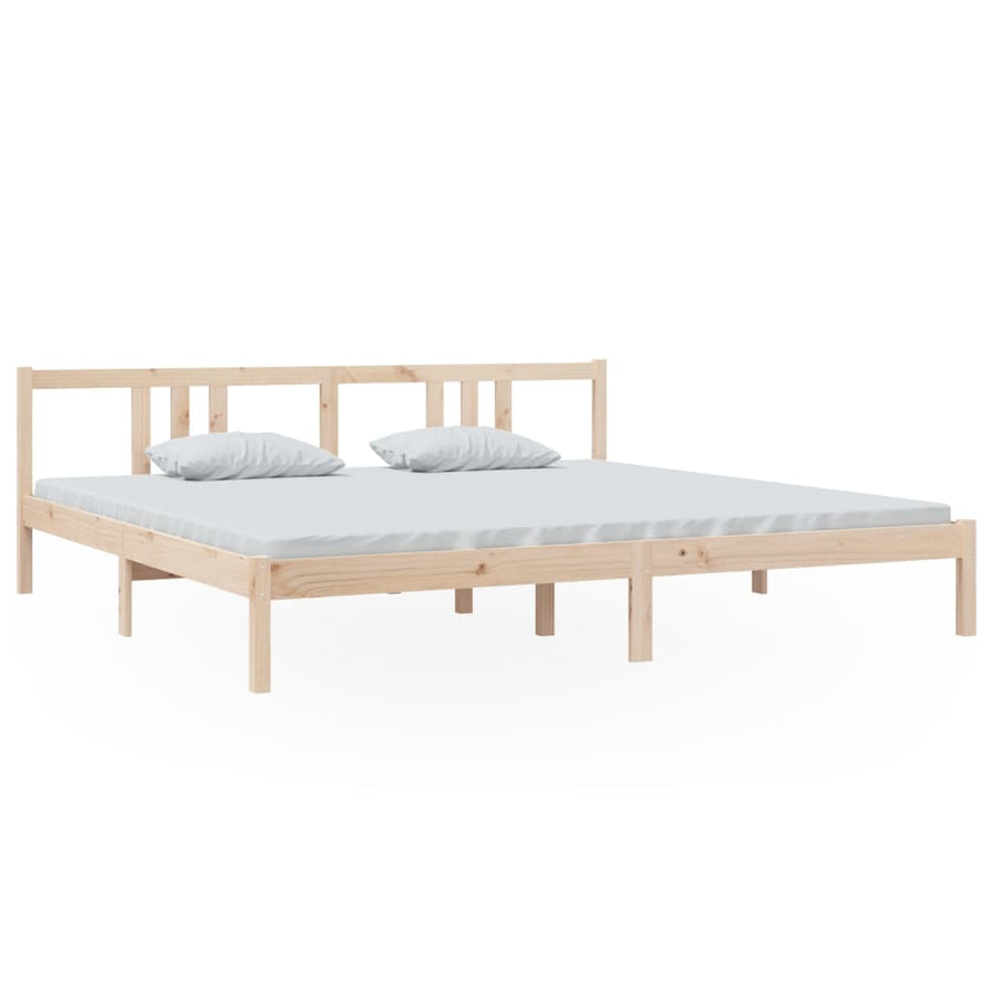 Bedframe Massief Hout 200 x 200 cm Naturel