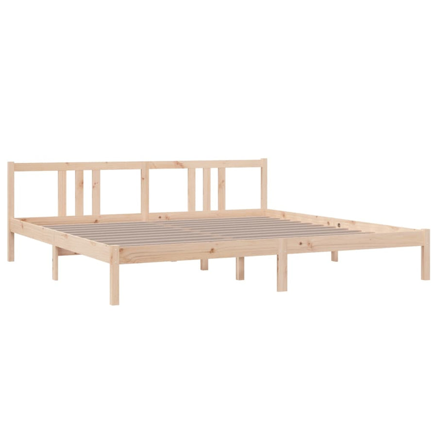 Bedframe Massief Hout 200 x 200 cm Naturel