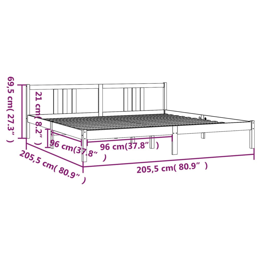 Bedframe Massief Hout 200 x 200 cm Naturel