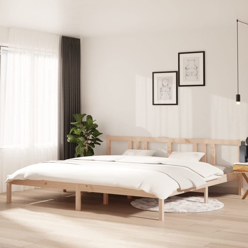Bedframe Massief Hout 200 x 200 cm Naturel