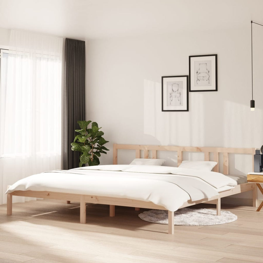 Bedframe Massief Hout 200 x 200 cm Naturel
