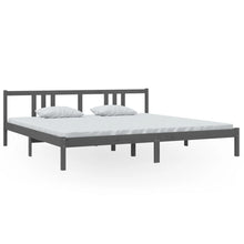 Bedframe Massief Hout Grijs 200X200 Cm